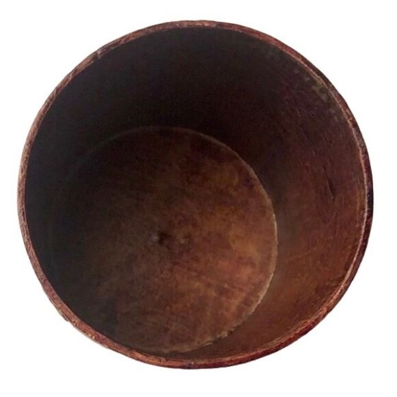 Decorative Canister with Leather Finish and Antique Gold Grape Leaf Banding - Picture 6 of 8